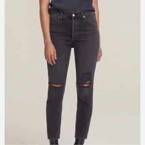 Agolde black ripped jeans